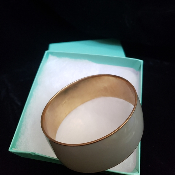 Gray enamel on brass bangle - Picture 1 of 2